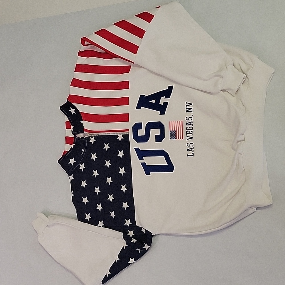 VTG ESY Sportswear USA Las Vegas Star & Stripes 1/4 Zip Sweatshirt Large Nice!